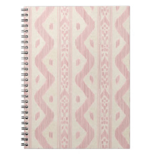 Caderno Espiral Rosa Bege Ikat, Faixa Têxtil Finamente Tecido