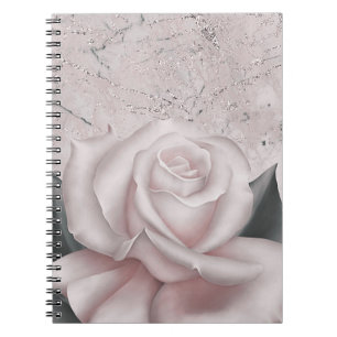 Caderno Espiral Rosa Branca Enrubescida Glam Moderno Mármore Xadre