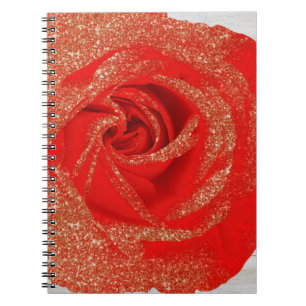 Caderno Espiral Rosa Branco Glitter Ouro Vermelho Madeira Shabby C