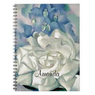 Caderno Espiral Rosa branco impressionante e Larkspur de Geórgia