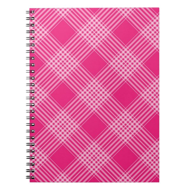 Caderno Espiral Rosa Brilhante Xadrez (Frente)