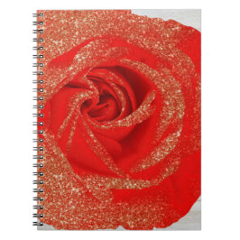 Caderno Espiral Rosa Brilho Dourado Vermelho Branco Madeira Shabby