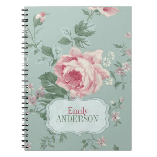Caderno Espiral Rosa chique do rosa do vintage personalizado