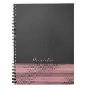 Caderno Espiral Rosa & Cinza Moderno Glam Sequins Chique Elegante