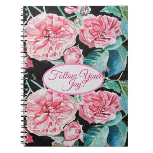 Caderno Espiral Rosa cor-de-rosa Rosas florais Seguem seu padrão d