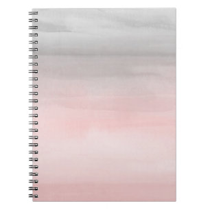 Caderno Espiral Rosa Corado e Moderno Aquarela em Tom Glam Cinza