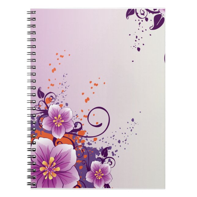 Caderno Espiral Rosa da Prairie da Flor Roxa (Frente)