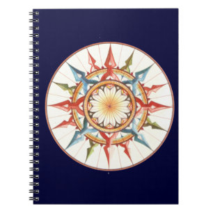 Caderno Espiral rosa de bússola - mandala