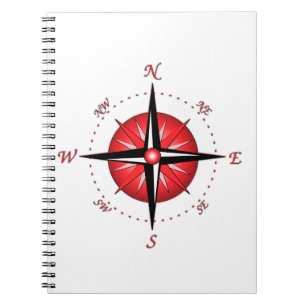 Caderno Espiral Rosa de compasso vermelho