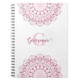 Caderno Espiral Rosa de Confetti Personalizado Dot de Lace Mandala
