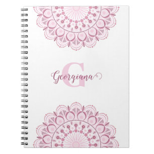 Caderno Espiral Rosa de Confetti Personalizado Dot de Lace Mandala
