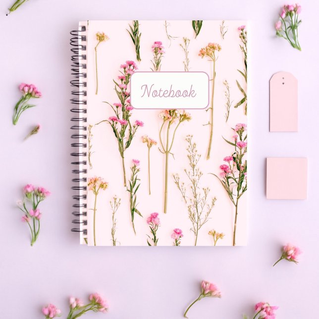 Caderno Espiral Rosa de Flor Silvestre Personaliza (Criador carregado)