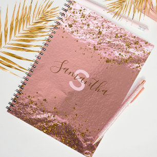 Caderno Espiral Rosa de luxo Folha de Ouro Gliteira Na moda Person