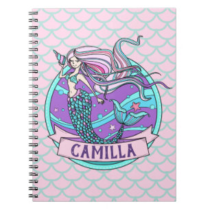 Caderno Espiral Rosa delicado bonito da sereia do Fairyland
