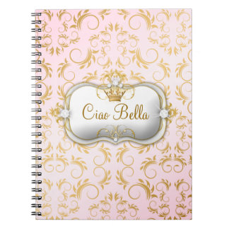 Caderno Espiral Rosa divino dourado de 311 Ciao Bella