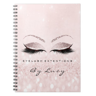 Caderno Espiral Rosa do brilho do maquilhador dos olhos da