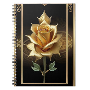 Caderno Espiral Rosa do ouro com detalhes do Ornamentado Elegante