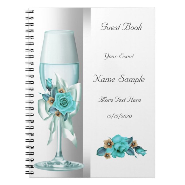 Caderno Espiral Rosa do Teal White Beige do Livro de Convidado (Frente)