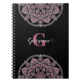 Caderno Espiral Rosa Dot Mandala Monogramas