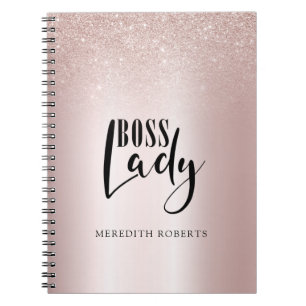 Caderno Espiral Rosa Dourada Lush Glitter Boster Lady Personalizad