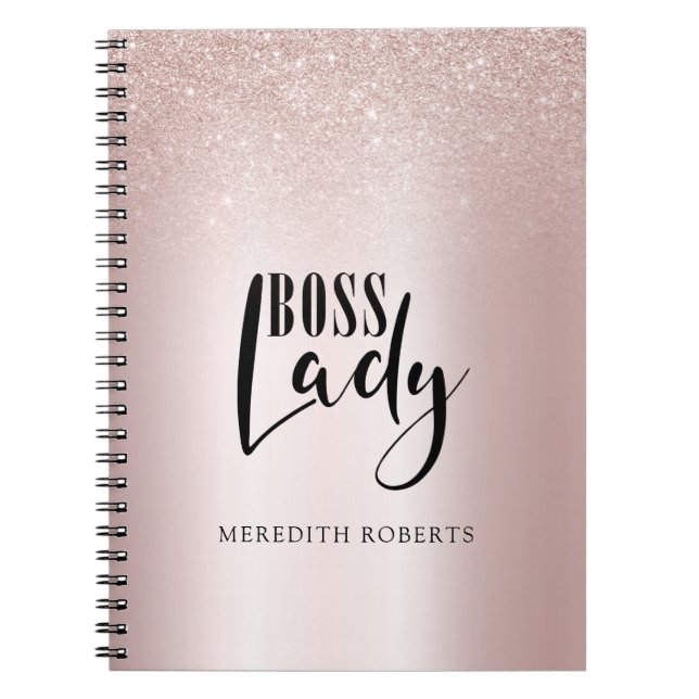 Caderno Espiral Rosa Dourada Lush Glitter Boster Lady Personalizad (Frente)