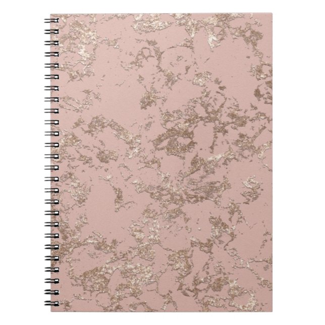 Caderno Espiral Rosa Dourada Marble Dusky Pink Faux Glitter (Frente)