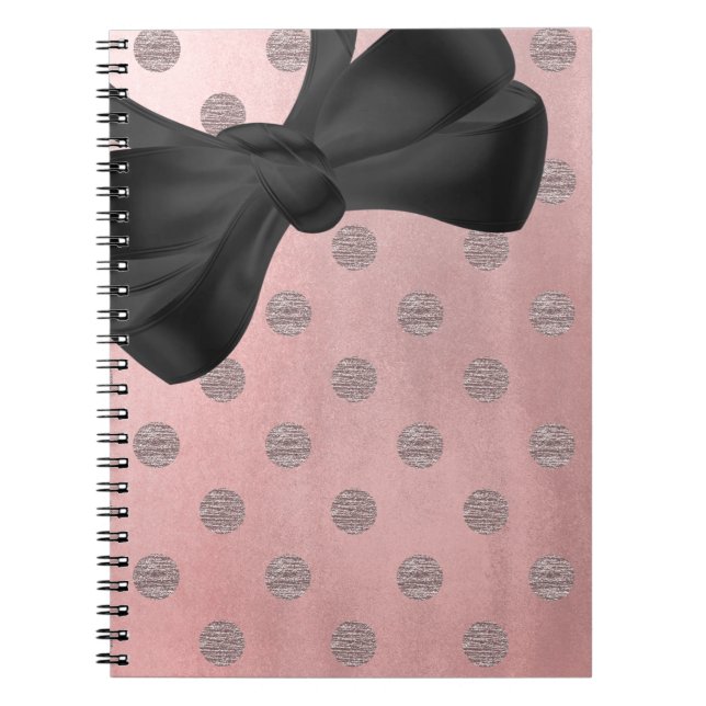 Caderno Espiral Rosa Dourado Brilho Rosa Glam Pontos Polka Moderno (Frente)