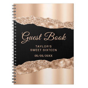 Caderno Espiral Rosa Dourado Glam Negro Tear Doce Dezesseis Livro 