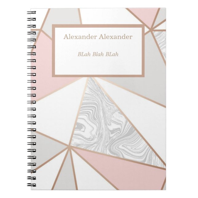 Caderno Espiral Rosa Dourado Marble NoteBook (Frente)