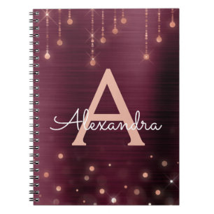 Caderno Espiral Rosa Dourado - Monograma do Sparkle Folheto da Fol