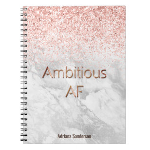 Caderno Espiral Rosa Dourado Motivacional com Brilho Personalizado