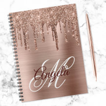 Rosa Dourado Pincelado Glitter Drip Monograma Chiq