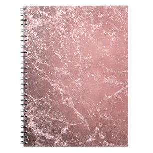 Caderno Espiral Rosa Dourado Rosa Moderno Chique de Mármore Glam