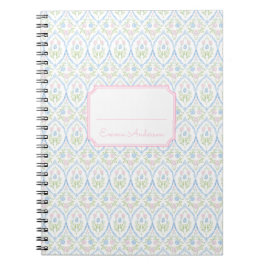 Caderno Espiral Rosa e Azul Floral Grandmillennial