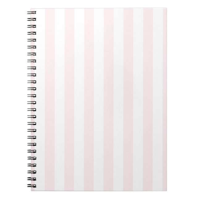 Caderno Espiral Rosa e Branco Listrado Fofo  (Frente)