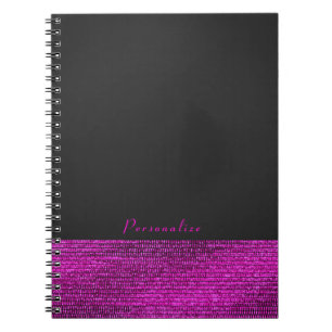 Caderno Espiral Rosa e Cinza Glam Moderno Lantejoulas Chique Elega