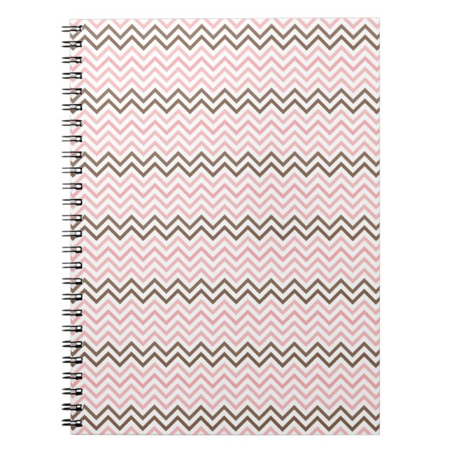 Caderno Espiral Rosa e Marrom Feminino Chevron (Frente)