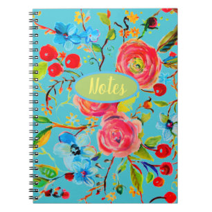 Caderno Espiral Rosa e Turquesa do Flor de Cereja