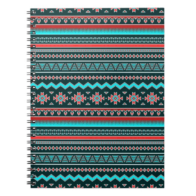 Caderno Espiral Rosa e turquesa tribal (Frente)