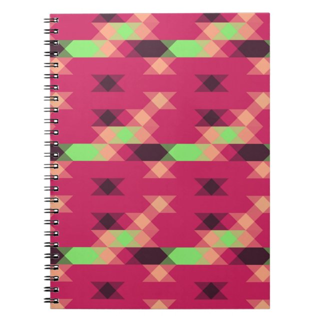 Caderno Espiral rosa e verde geométrico (Frente)