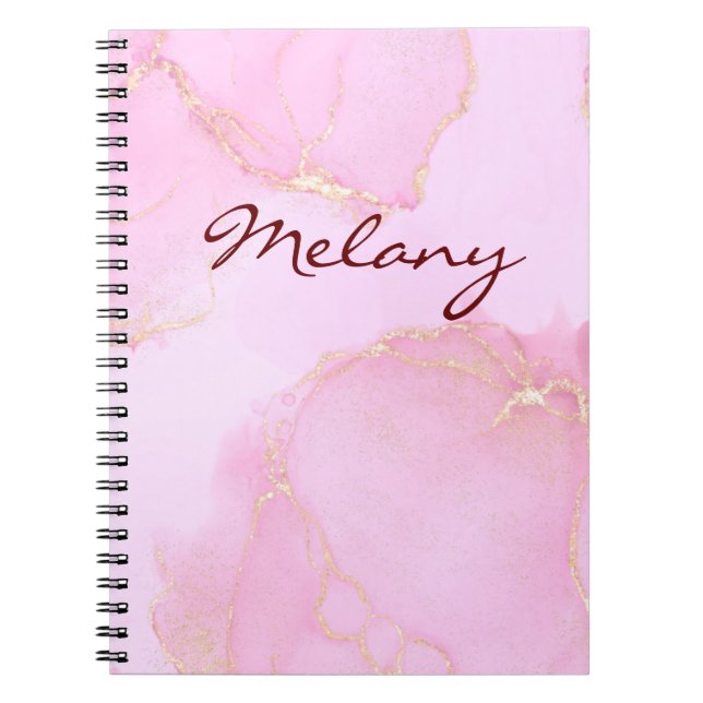 Caderno Espiral Rosa e violeta com o nome do notebook (Frente)