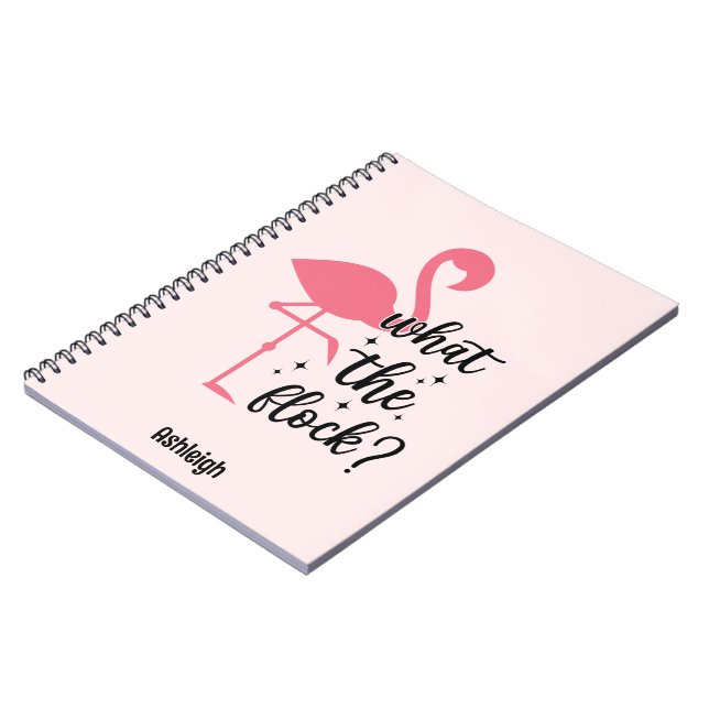 Caderno Espiral Rosa Engraçado O Que Personalizou o Flamingo do Bl (Left Side)