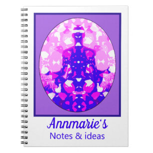 Caderno Espiral Rosa Espiritual Sentando Yoga Pose em Púrpura