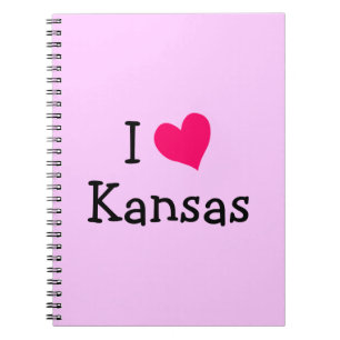 Caderno Espiral Rosa eu amo Kansas