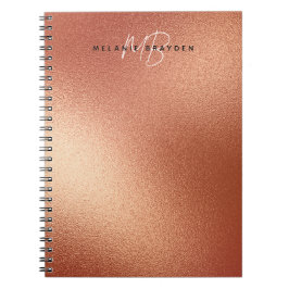 Caderno Espiral Rosa Faux Gold Foil Minimalista Dois Monogramas
