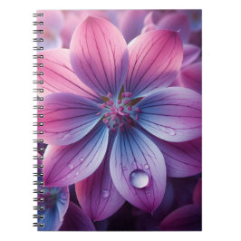 Caderno Espiral Rosa Floral e Lilás Roxo
