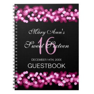Caderno Espiral Rosa Glam de Hollywood do Guestbook do partido do
