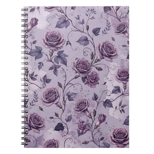 Caderno Espiral Rosa Lavanda Empoeirada Tons Sonhadores Florais  (Frente)