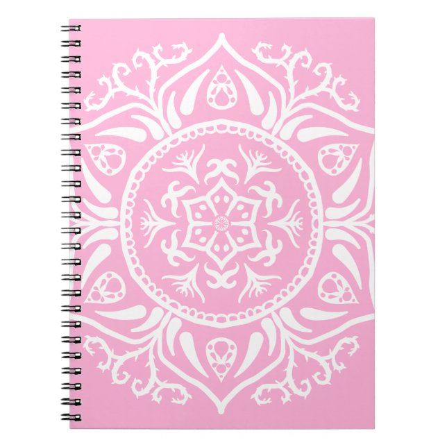 Caderno Espiral Rosa Mandala (Frente)