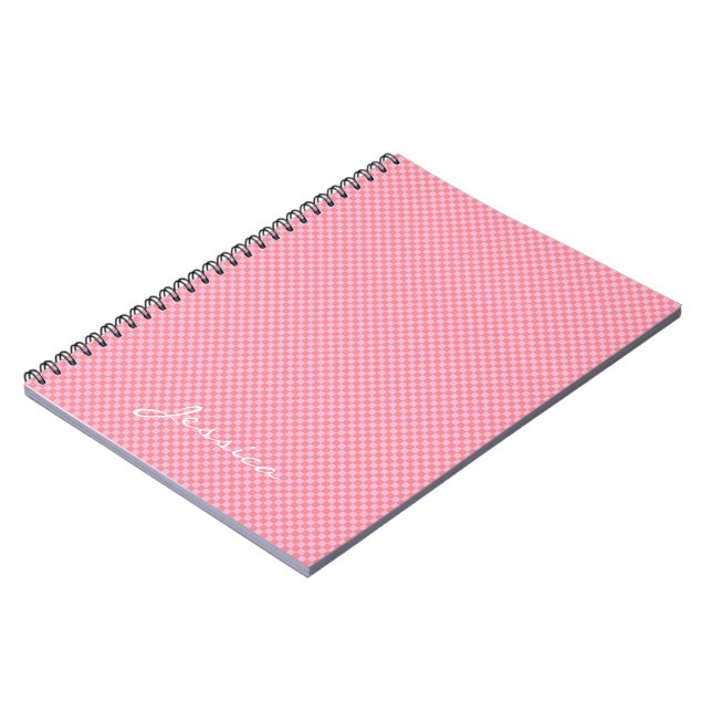 Caderno Espiral Rosa Marrom Bege Geométrico Personalizado (Left Side)
